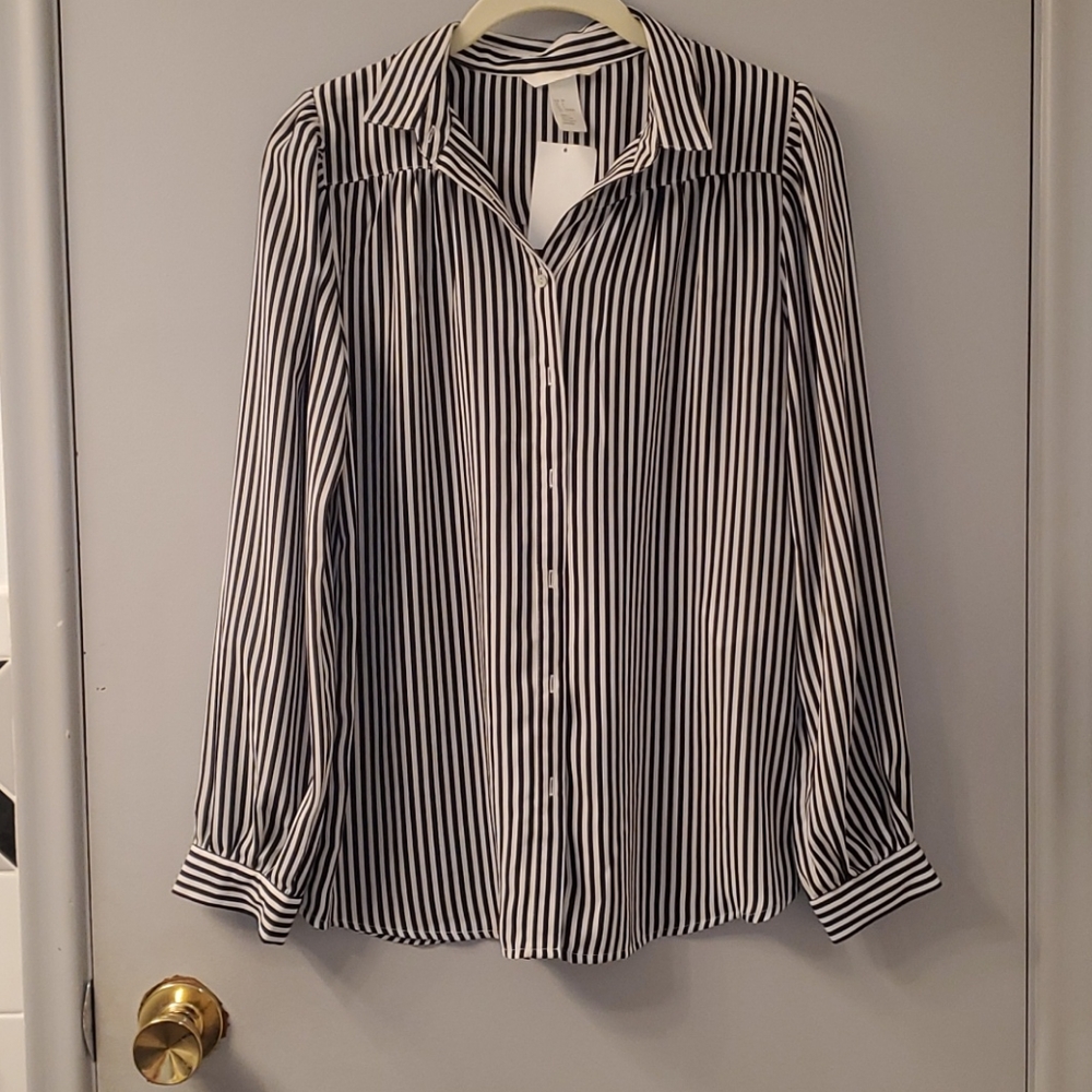 Black & White Striped Button Down Shirt